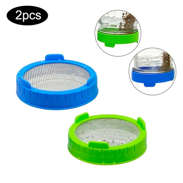 2pcs Seed Sprouting Lids Filters with Stainless Steel Mesh Seed Germination Cover Strainer Lids
