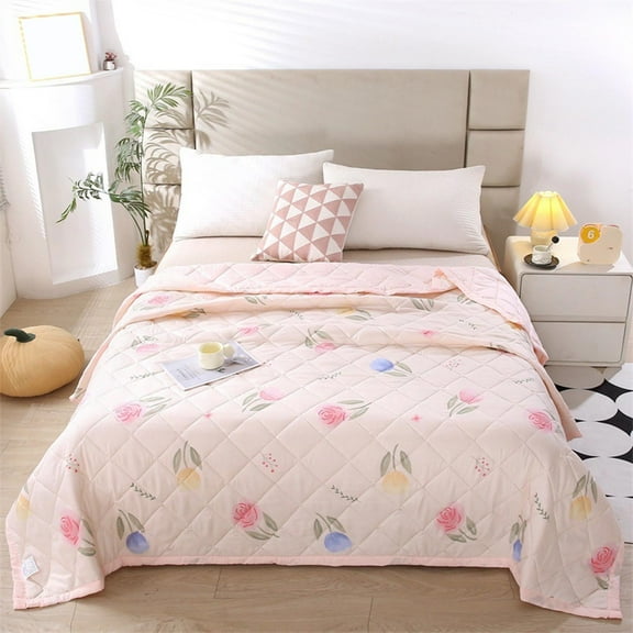 Yyuenw Summer Quilt Air Conditioning Blanket Kids Comforter Set for Girls, Cute Reversible Quilted Lovely Printed , Lightweight Soft Breathable Machine Washable