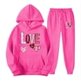 thumbnail image 3 of Feancey Deal of The Day Clearance Sweatsuit for Women Trendy Love Heart Print Hoodies and Jogging Sweatpants Matching Set Valentines Day Cute 2 Piece Lounge Sets Hot Pink XL, 3 of 7