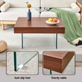 thumbnail image 3 of LUFTUT 31.5*31.5" Modern Glass Coffee Table,Natural Style Rectangle MDF Coffee Table with Tempered Glass Legs , Elegant Center Table for Living Room(Walnut), 3 of 9