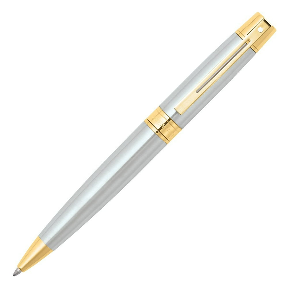 Sheaffer 300 Ballpoint Pen Brushed Chrome w/Gold Trim