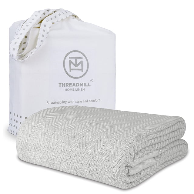 Manta Threadmill Luxury de algodón, tamaño king, gris claro