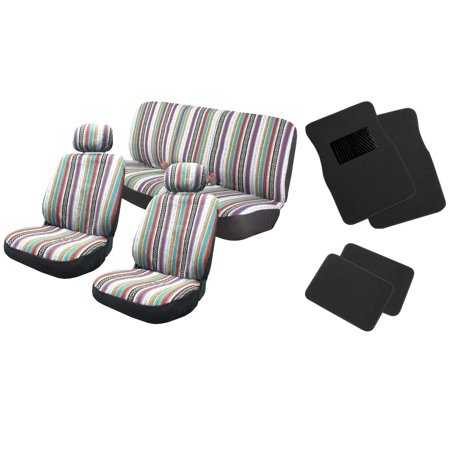 - Baja Inca 12pc Saddle Blanket Seat Covers Set with Black Carpet Floor Mats Front Pair Bench for Chevy Malibu