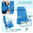 thumbnail image 6 of Pirecart Foldable Beach Chair, 5-Position Lay Flat Reclining Beach Chair W/ Headrest, Storage Bag, Cooler Pouch,Towel Bar, Foot Mat, Dark Blue, 6 of 8