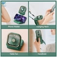 thumbnail image 4 of Deago Upgrade Handheld Fan, Small Personal Fan with 3 Speeds Neck Rechargeable Portable Fan, Powerful Mini USB Outdoor Fan Quiet Desk Fan Free Angle, Good for Travel Home Office School-Green, 4 of 8