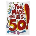 thumbnail image 3 of Ambesonne 50th Birthday Tablecloth Rectangular Table Cover, Colorful and Floral, 60"x84", Multicolor, 3 of 4