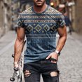 thumbnail image 2 of DeHolifer T Shirt for Men Ethnic Style Retro Print Crewneck Short Sleeve T Shirt Loose Casual Tee Tops Blue L, 2 of 5