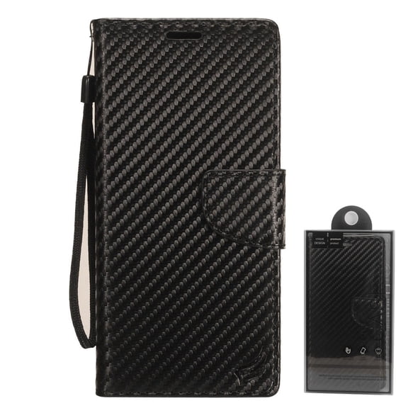 GSA Carbon Fiber Flip Wallet for LG K51 - Black