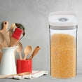 thumbnail image 1 of Juego de 3 recipientes herméticos con tapa para almacenar alimentos, organizadores apilables para despensa de cocina, cereales, café, azúcar y refrigerios. Cierre con un botón, plástico gris., 1 of 7