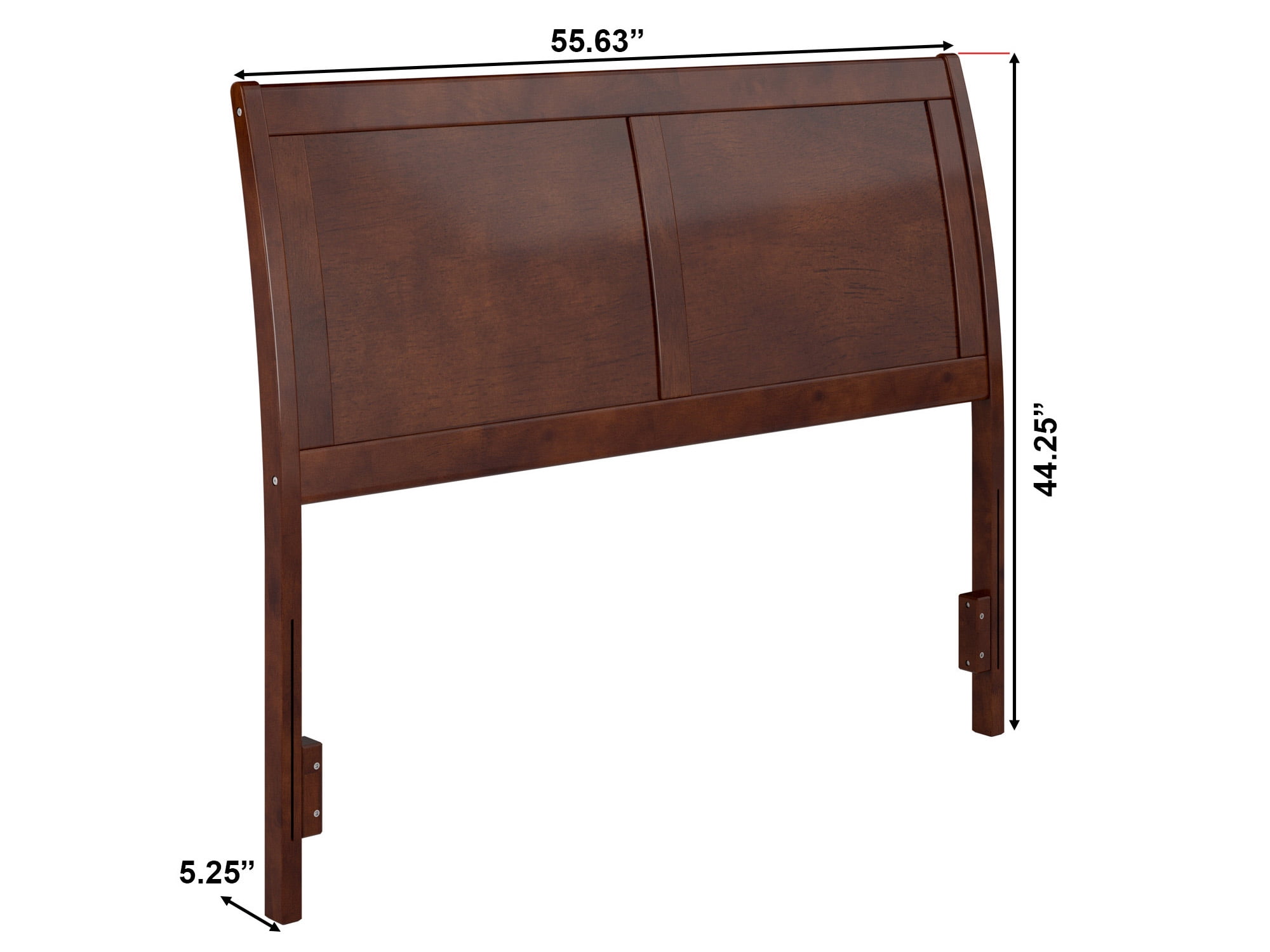 AFI Portland Full Sleigh Solid Wood Panel Headboard with Attachable Charger, Walnut