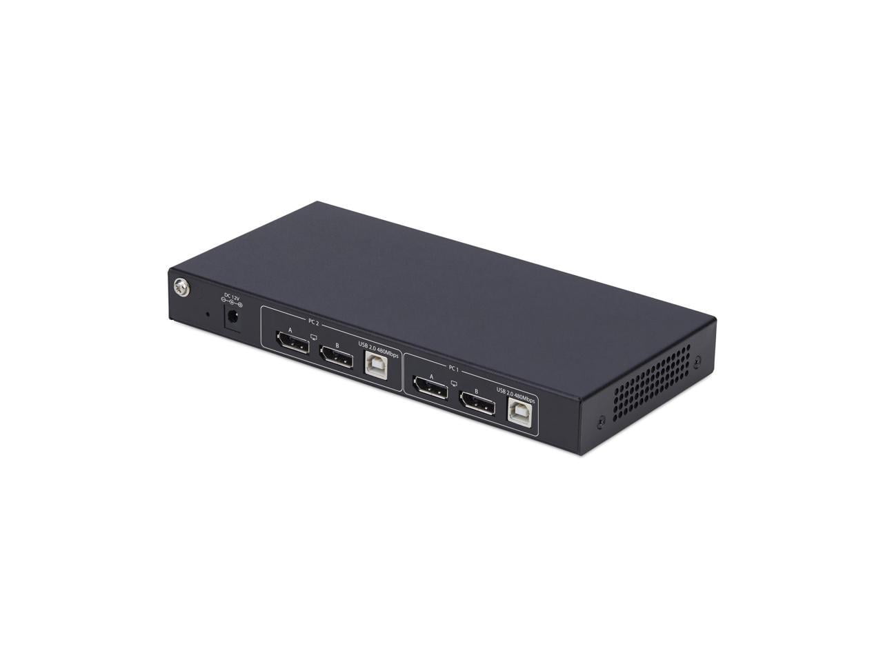 StarTech 2-Port Dual-Monitor DisplayPort KVM Switch with Dual View Video Matrix- 4K 60Hz - 4x USB Hub Ports - Hotkey Switching - DP 1.2 Matrix KVM   P2ADD121D-KVM-SWITCH