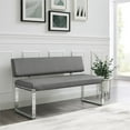 thumbnail image 2 of Mabel Bench Gray Leather PU  Upholstered Chrome Legs Rectangular, 2 of 9