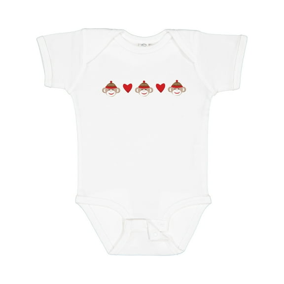 Inktastic Sock Monkey Heart Border Boys or Girls Baby Bodysuit