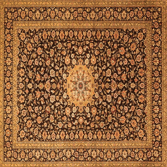 Ahgly Company Indoor Square Medallion Orange Traditional Area Rugs, 8' Square