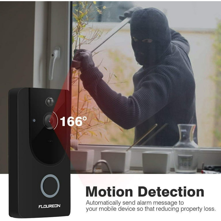 Wireless Video Doorbell FLOUREON WiFi Smart Video Doorbell Chime with 720P HD Security Camera Real Time Video and Two Way Talk Night Vision PIR