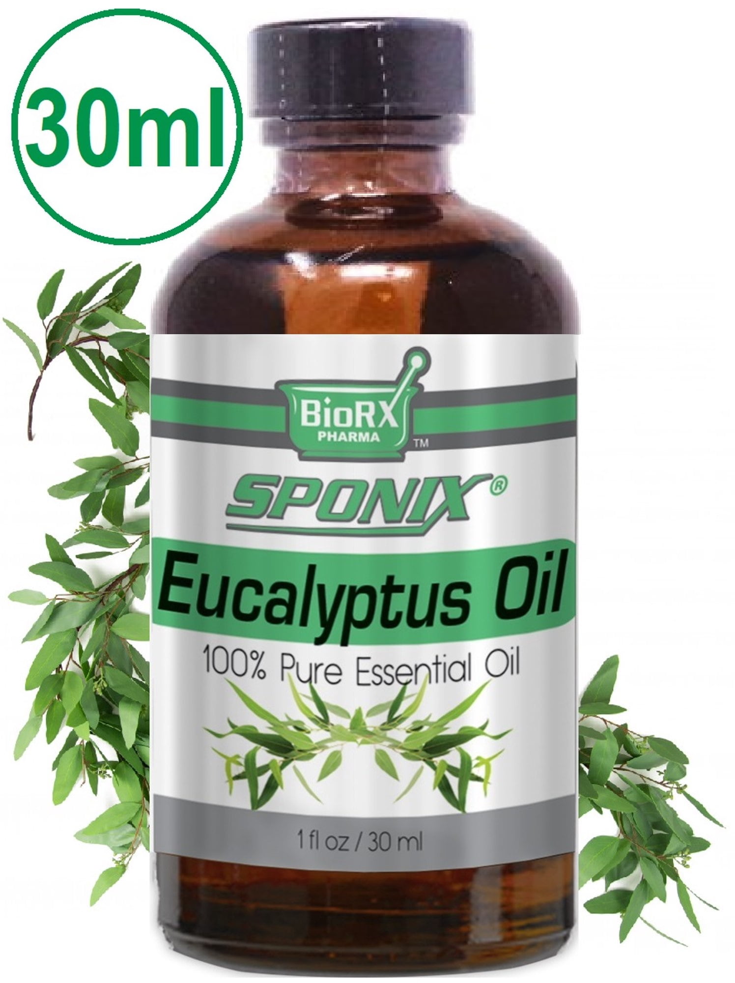 Eucalyptus Essential Oil 1 Oz, 30 mL for Aromatherapy - Made with 100% Pure Therapeutic Grade Essential Oils by Sponix Made in USA (FAST SHIPPING)