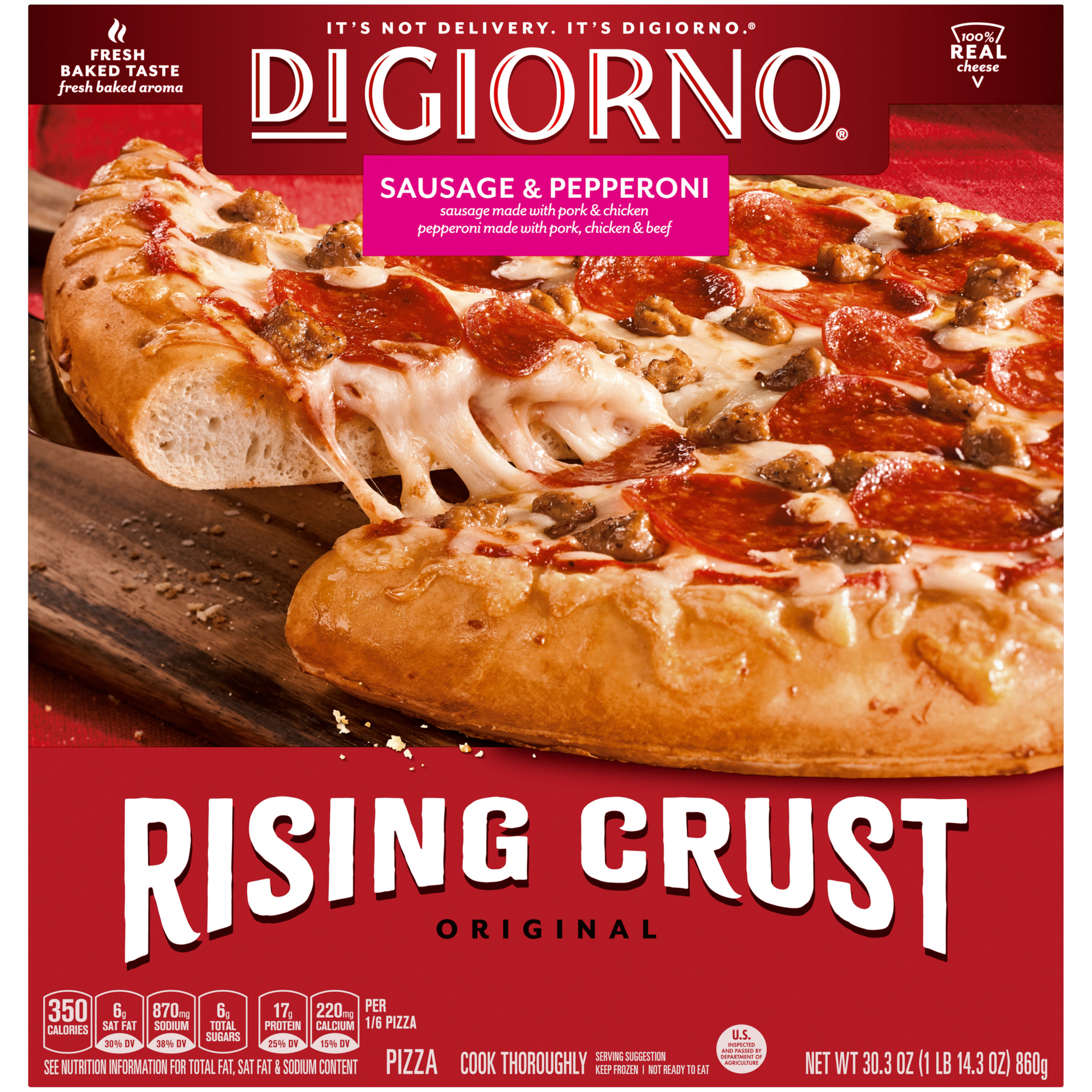 DIGIORNO Sausage & Pepperoni Frozen Pizza on a Rising Crust 30.3 oz