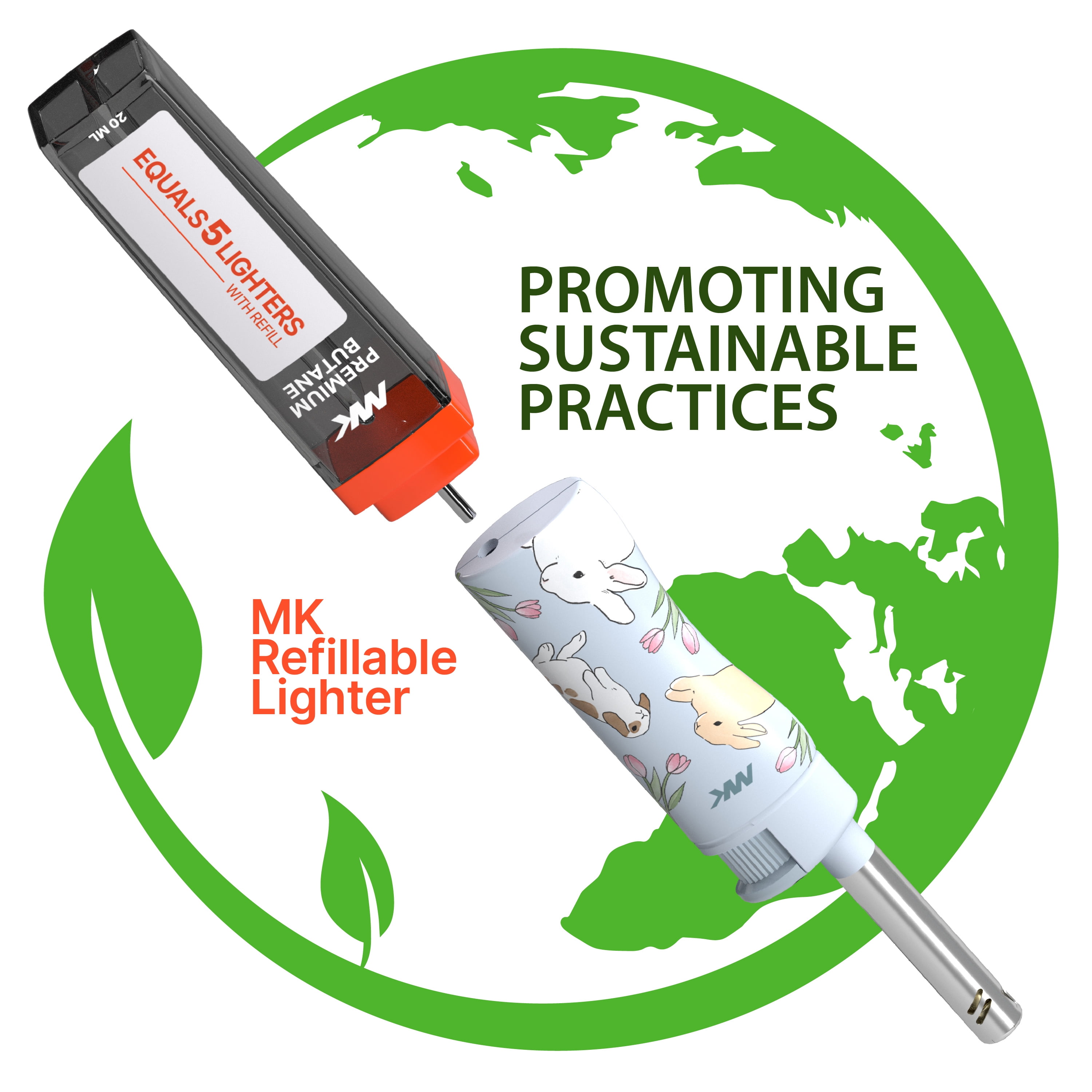 MK Lighter Candle Lighters, Windproof Flame, Ideal as Lighters for Candle, BBQ Lighters, Camping Lighters, Outdoor Lighters, Charm Series, Butane Refillable Lighters (5PC)