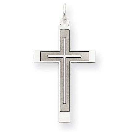 14K White Gold Laser Designed Cross Pendant