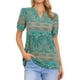 thumbnail image 2 of Túnicas impresas de flores para blusas de verano de mujer, camiseta de manga corta, casual, con cuello en V, S, azul, 2 of 6