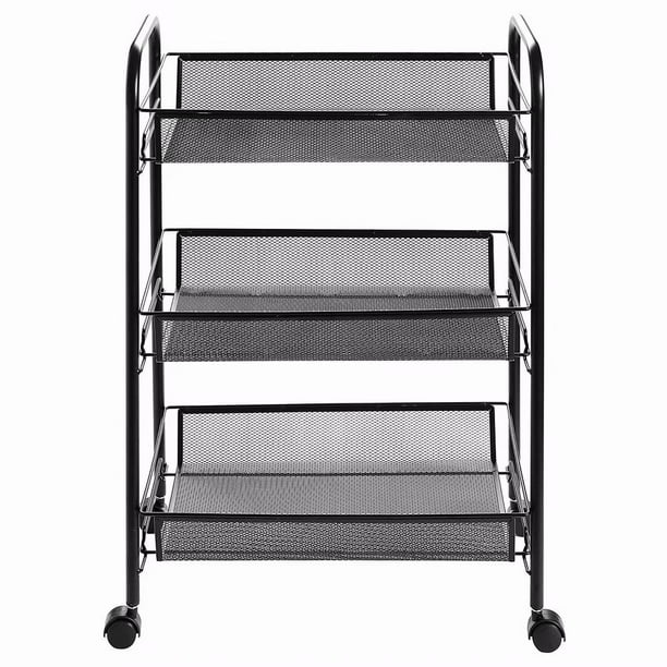 3 Tier Storage Rack Trolley Cart With Hook Home Kitchen Organizer