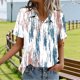 thumbnail image 5 of Blusas para las Mujeres Casual Impreso Manga Corta con Detalle de Bolsillo Y Botón, Camiseta de Poliéster Suave para Uso Diario en Casa O Trabajo, Estilo de Verano de Moda, 5 of 6