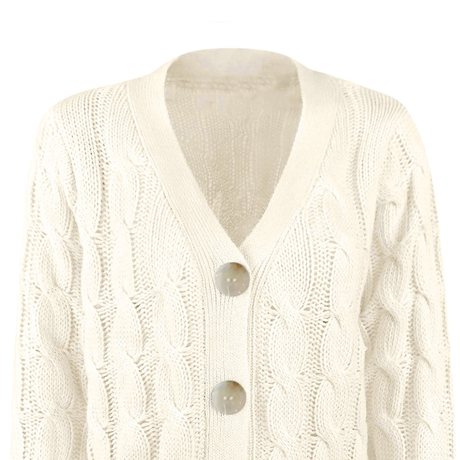Womens Plus Size Sweaters Cardigans with Pockets S-5X Casual Button-Down Coats Solid Long Sleeve Open Front Cable Knitted Outerwear Sweater
