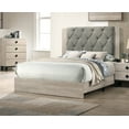 thumbnail image 3 of Contemporary 1pc Cream Finish Queen Size Bed Bedroom Furniture Gray Tufted Design Headboard Rubberwood 1pc Bedframe, 3 of 9