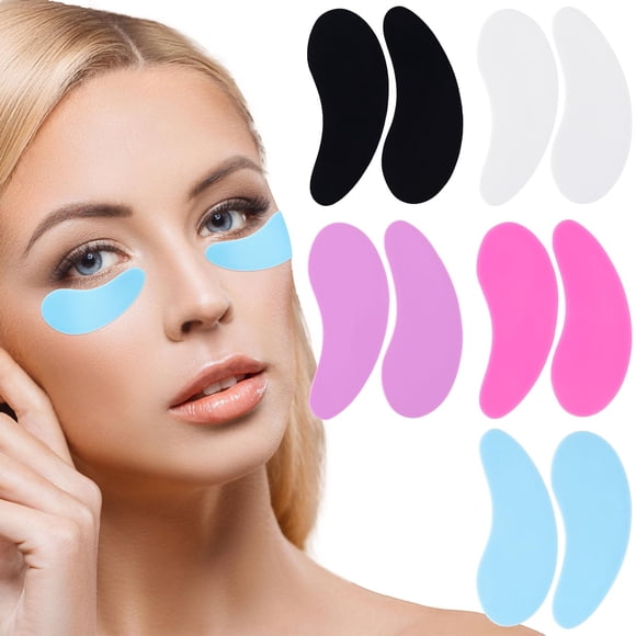 Mxxipp 5 pares de parches de silicona debajo de los ojos, reutilizables, almohadillas para máscara debajo de los ojos, almohadillas de aislamiento de pestañas inferiores, herramienta de belleza para e