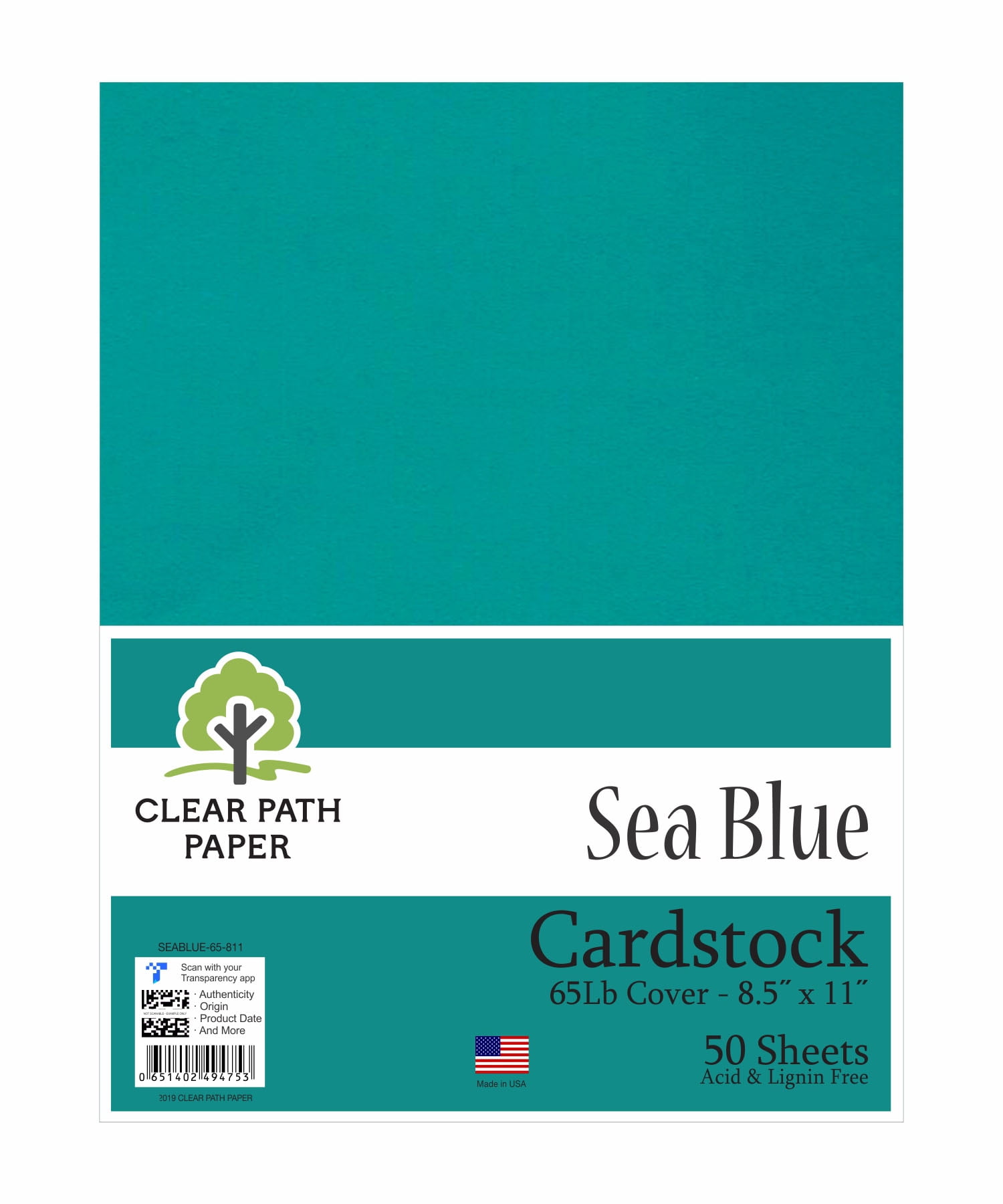 Sea Blue Cardstock 8.5 x 11 inch 65Lb Cover 50 Sheets Clear