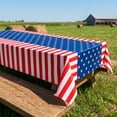 thumbnail image 6 of Tumao 2 Pack Patriotic Tablecloths 4th of July Decorations, Disposable Plastic Tablecloths 54"x108", American Flag Patriotic Theme Kit for Independence & Celebrations Decorations, 6 of 8