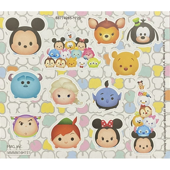 Disney Tsum Tsum 3 Sheets of Stickers (appx 36)