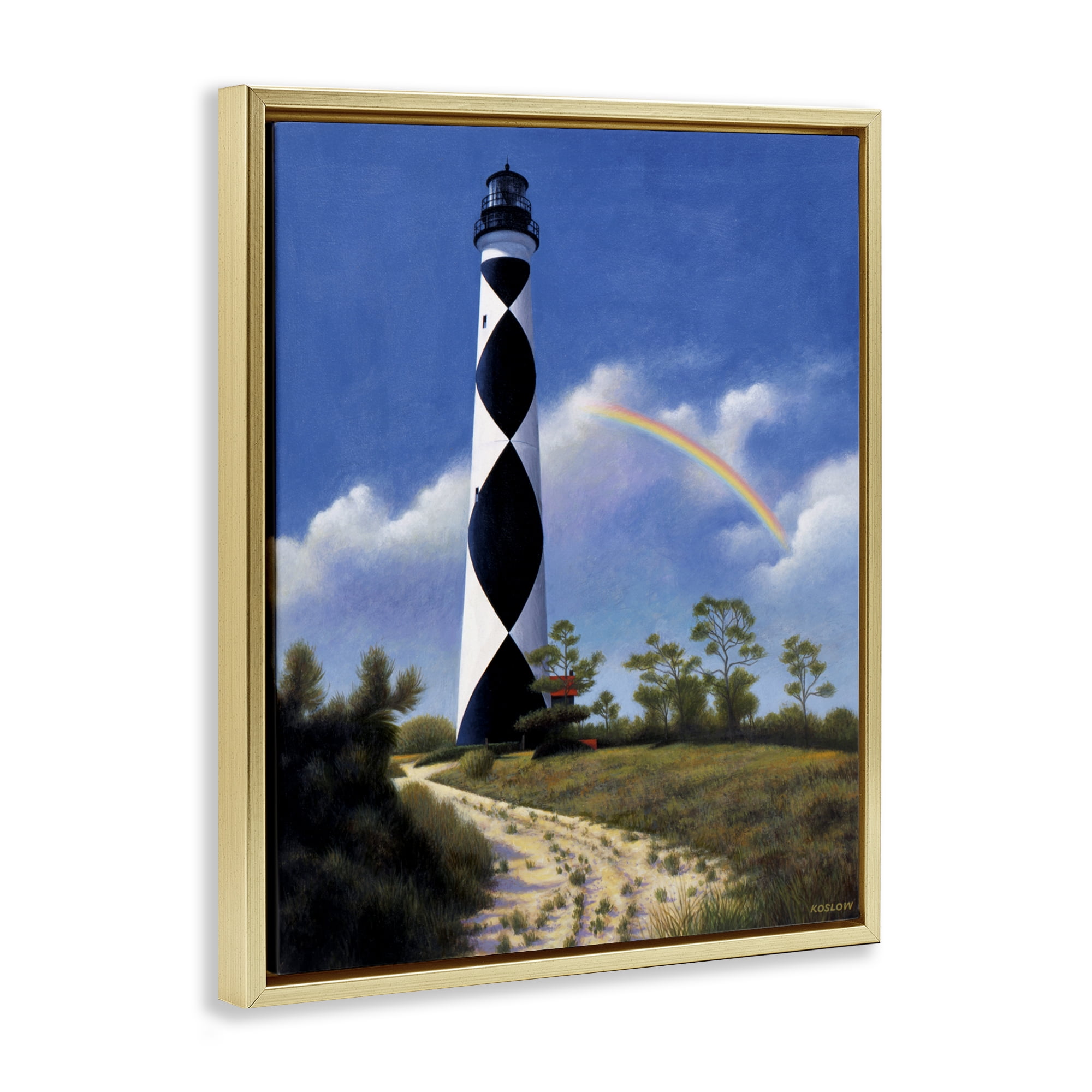 North Carolina Cape Lookout Gold Framed Floater Canvas Wall Art, design by Wind River Studios