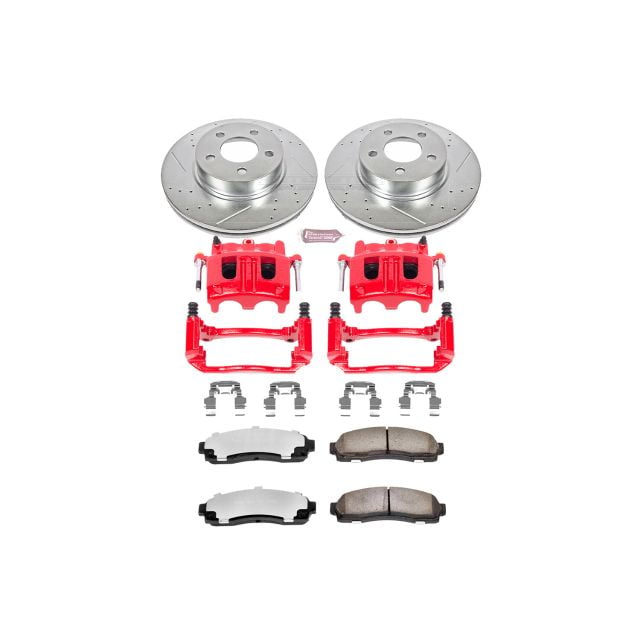PowerStop Front Z36 Truck & Tow Brake Pad and Rotor Kit with Red Powder Coated Calipers Fits: FORD MAZDA Select Models KC1923-36