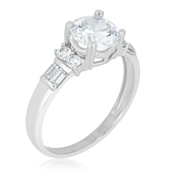 AVORA 10K White Gold 1.67 Carat Simulated Diamond CZ Anniversary Bridal Engagement Wedding Band Ring - Size 8