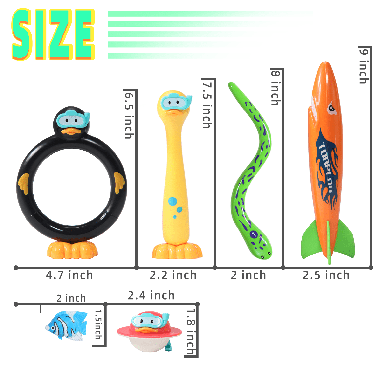 21 Pcs Pool Diving Toys Set for Kids Adults, Swimming Pool Accessories with Dive Rings, Torpedo Rockets, Penguin Sticks & Sea Creatures, Summer Fun Water Games for Pool Party & Bath