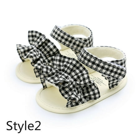 

Fiomva Baby Toddler Shoes Soft Sole Wave Point Lattice Bow Style Sandals