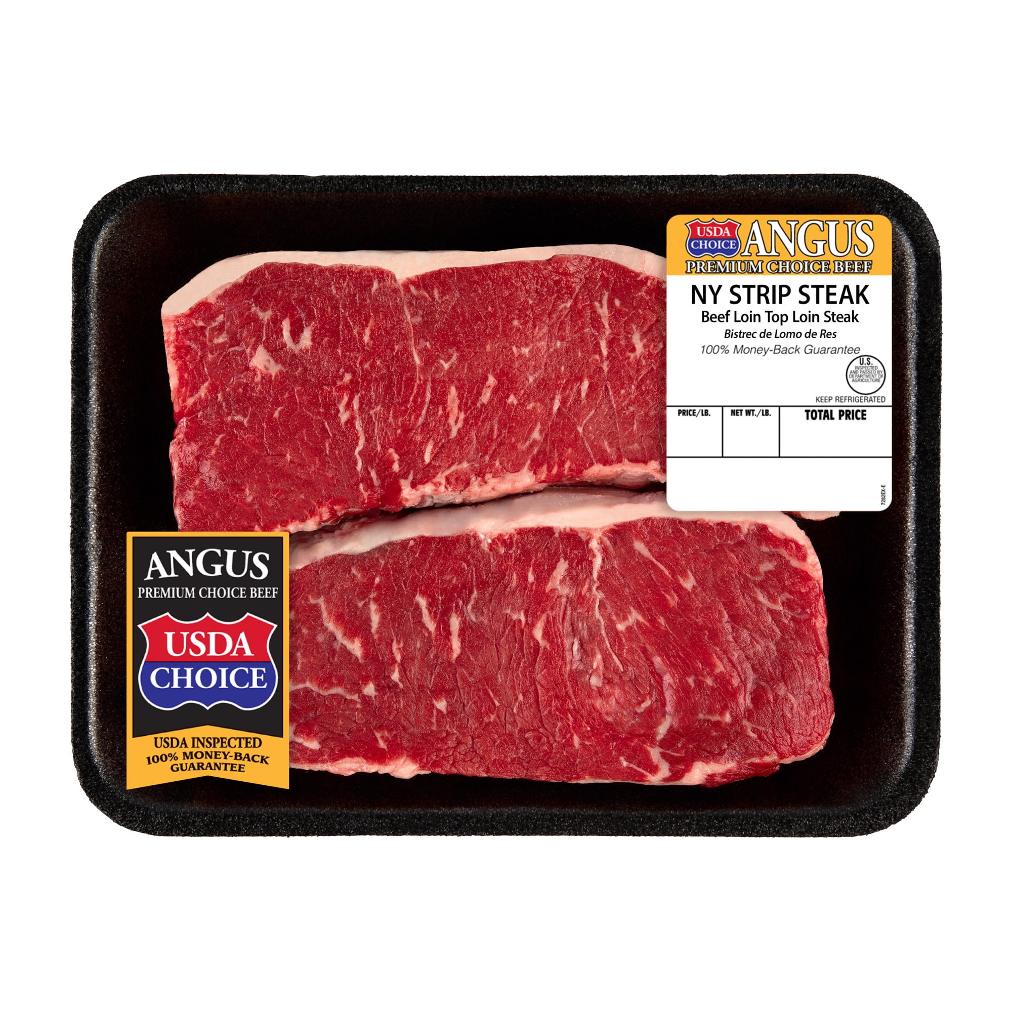 New York Strip Steak, Choice Angus Beef, 2 per Tray, 1.25 - 2.5 lb