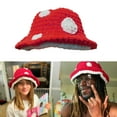 thumbnail image 2 of Creative Fishing Hat for Women Girls Handcrochet Mushroom Hat Winter Warm Cap Girls Bucket Hat Sweet Girl Cute Headdress, 2 of 8