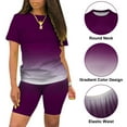 thumbnail image 6 of Summer 2pcs Outfits for Women Short Sleeve T-Shirts Bodycon Pants Shorts Set Gradient Color Tracksuit Sportwear, 6 of 9