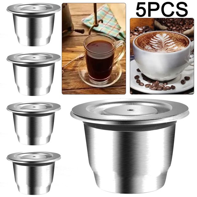Likrtyny Cesta Recargable Cápsulas Acero Inoxidable Reutilizable 5 Uds. para Nespresso (A)
