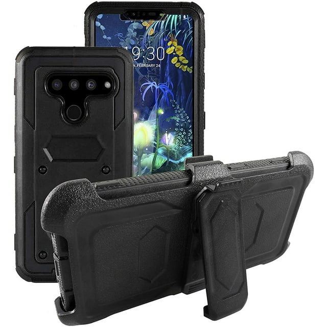 Mignova LG V50 /LG V50 ThinQ case,Heavy-Duty Shockproof Full Body Protection Rugged Hybrid Case with Rotating Belt Clip and Bracket 2019 Release(Black)