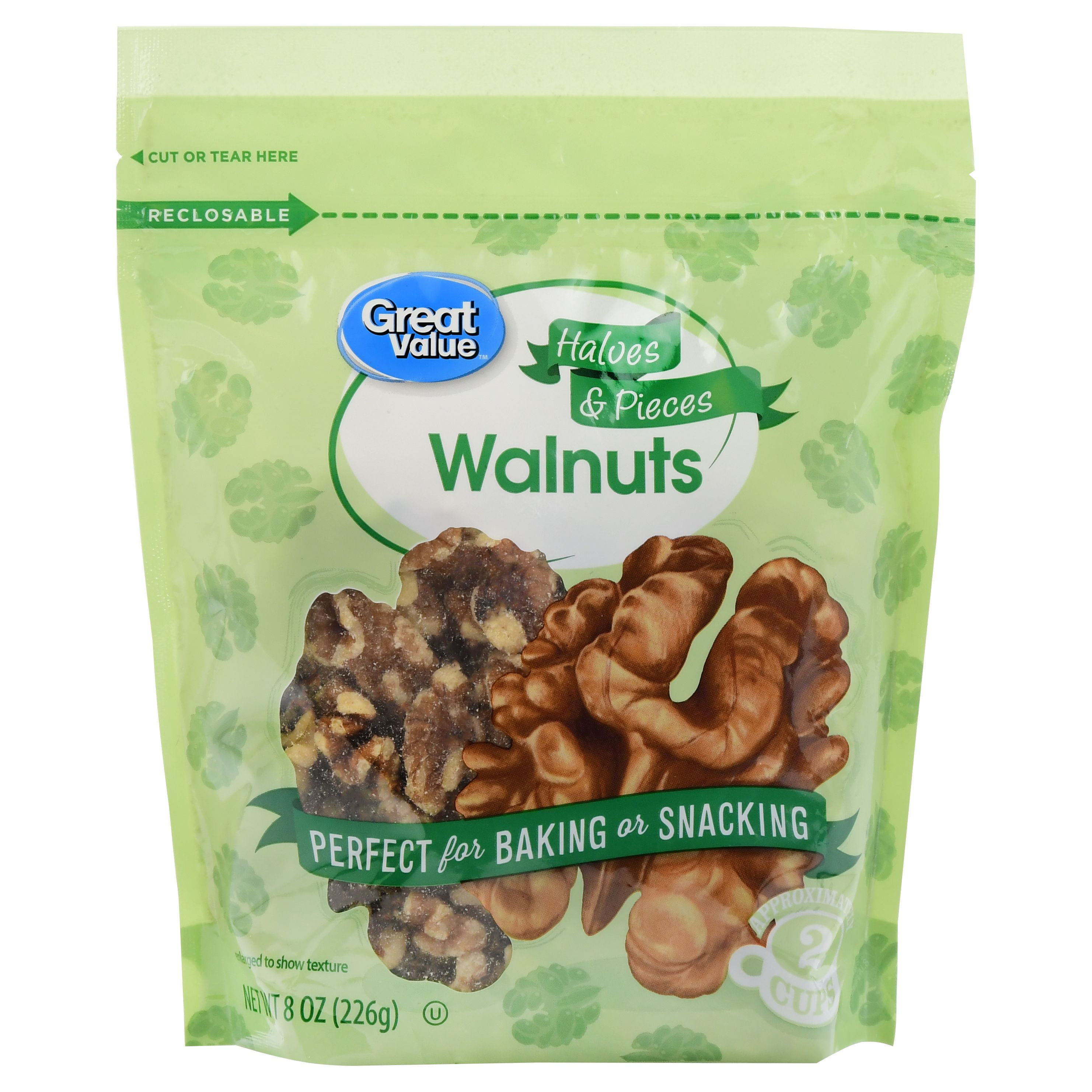 Great Value Walnuts Halves & Pieces, 8 oz