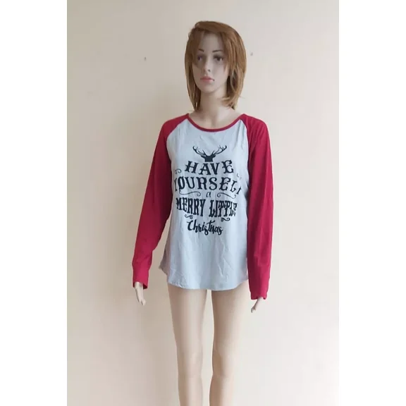 Women´s Long Sleeve T-shirt Christmas One Size Gray/Red