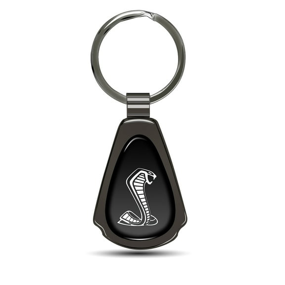 Ford Mustang GT350R Black Dome Dark Gunmetal Metal Teardrop Key Chain