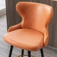 thumbnail image 4 of 180° Swivel Bar Stool Chairs Set of 2, Modern Leathaire Fabric Counter Height 25" Bar Chairs, Tufted Gold Nailhead Trim Bar Stools with Metal Legs for Kitchen Island Restaurant Pub Counter, Orange, 4 of 7