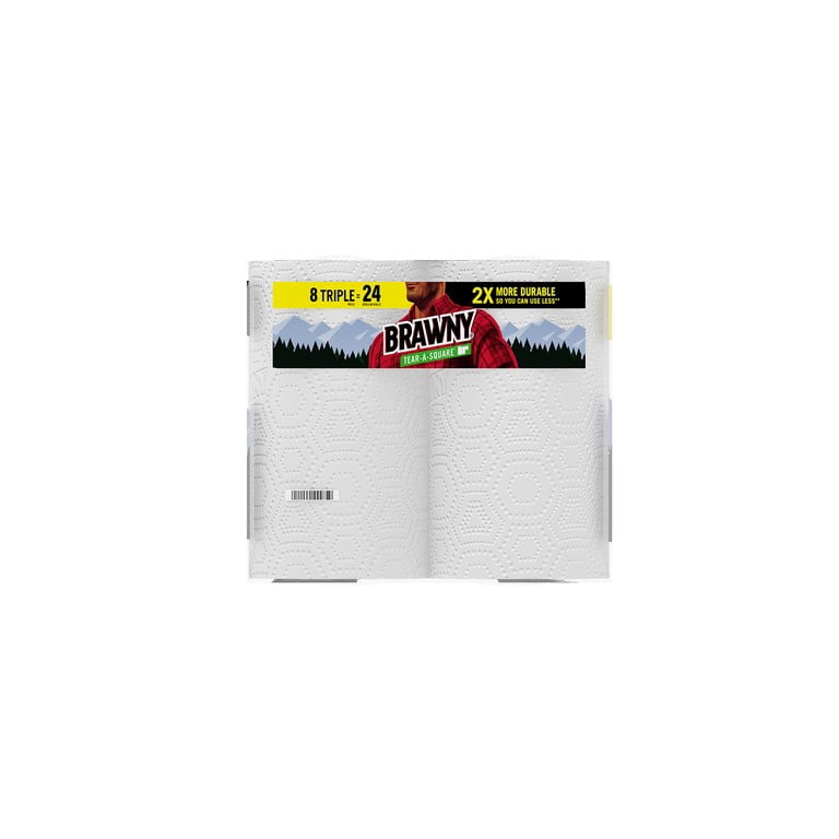 Brawny Tear-a-Square Paper Towels, 8 Triple Rolls