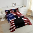 thumbnail image 3 of American Flag Bedding Soldier Salute for Usa Flag Comforter Set Room Decor,Army Gift Military Bedding for Teens Youth Veteran Vintage Stars and Stripes Comforter Soldier Silhouette Quilt Full, 3 of 5