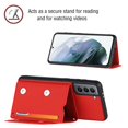 thumbnail image 5 of Dteck for Samsung Galaxy S21 6.2" 2021 Back Wallet Case, PU Leather Anti-Drop Case with Card Slot Kickstand & Wrist Strap Shockproof Protective Case for Samsung S21 Women Men, Red, 5 of 9