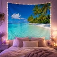 thumbnail image 2 of Tropical Beach Photorealistic with Right Side Frame Tall, Mystical Fantasy for Space Lovers, Galaxy Room Decor, Housewarming Gift, Tapestry Wall Hanging for Bedroom and Dorm, 2 of 7